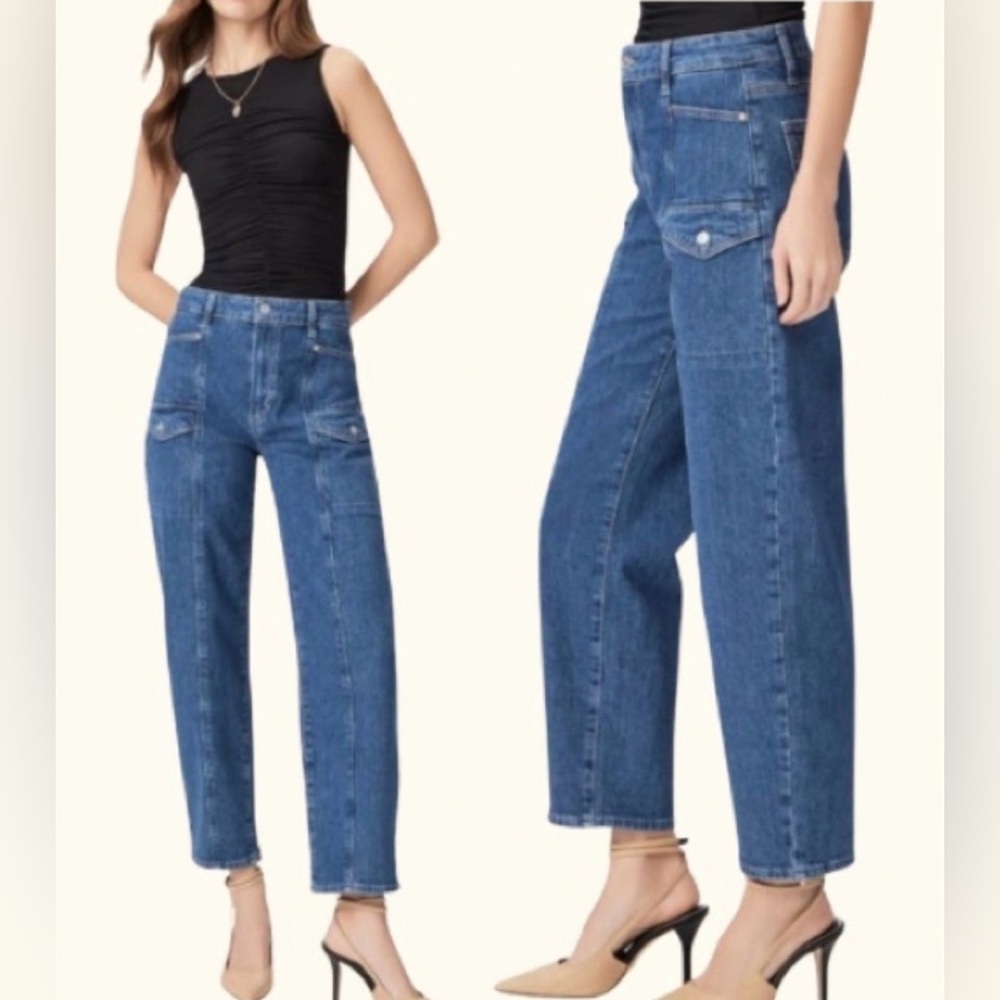 PAIGE Blue High-Rise Straight Leg Jeans